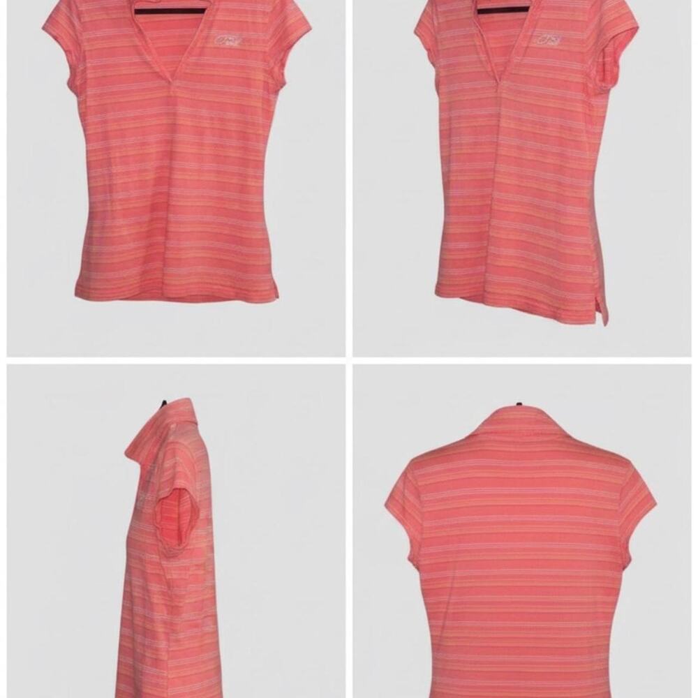 Women’s O’Neill Coral Striped V-Neck Collared Cap Sleeve Top Size L